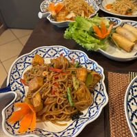 VE01 Veggie Spring Rolls
VE16 (front) Stir-Fried Tofu w/ Thai Basil (hot)
VE14 (back) - Stir Fried Tofu at Muang Thai in Colmar