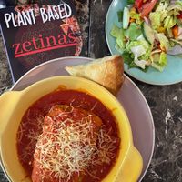 Garden lasagna with side salad at Zetina's in Halifax