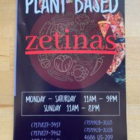 Plant-based menu cover at Zetina's in Halifax