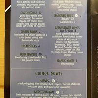 Plant-based menu page 1 at Zetina's in Halifax