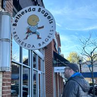 Outside store sign at Bethesda Bagels in Rockville