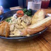 Fettuccine Alfredo Plate $21.99 - Kiddo Didn’t Appreciate the  Vegan Chick’n'  at The Mustard Seed in Cerritos