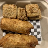 Fried tofu and mac and cheese egg rolls   at Golene's Vegan Kitchen in Murrieta