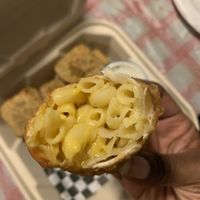 Inside Mac and cheese egg roll   at Golene's Vegan Kitchen in Murrieta