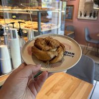 Vegan cinnamon bun  at Bun Bakery in Krakow