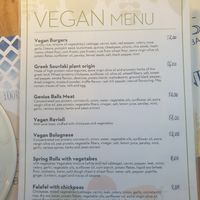 Vegan Menu at Tásos in Zakynthos