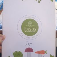 Vegan Menu at Tásos in Zakynthos