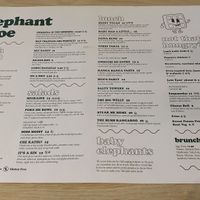 Menu at Elephant Shoe in Valletta