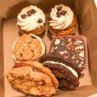 Pumpkin Chocolate cupcake, cookie sandwiches, Brownie at Petunia's Pies and Pastries in Portland