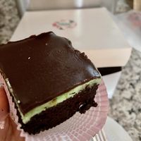 Thin mint brownie is decadent and scrumptious!! at Petunia's Pies and Pastries in Portland