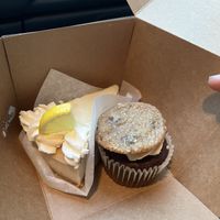 Amazing cheesecake and cookies and cream cupcake!  at Petunia's Pies and Pastries in Portland
