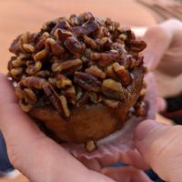 Pecan cinnamon roll - delicious! at Petunia's Pies and Pastries in Portland