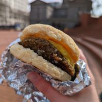 Vegan breakfast roll - sausage, egg and cheese at Petunia's Pies and Pastries in Portland