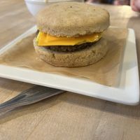 Sausage breakfast sandwich   at Petunia's Pies and Pastries in Portland