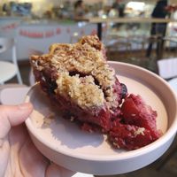 Peach brambleberry pie with coconut streusel at Petunia's Pies and Pastries in Portland