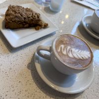 Cinnamon Swirl Coffee Cake and Soy Cappuccino  at Petunia's Pies and Pastries in Portland