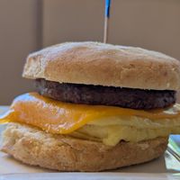 Sausage Egg & Cheese Breakfast Sandwich at Petunia's Pies and Pastries in Portland