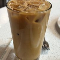 Oat milk latte with homemade syrup.   at Petunia's Pies and Pastries in Portland