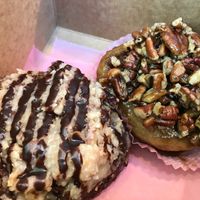 German chocolate donut and pecan sticky bun at Petunia's Pies and Pastries in Portland