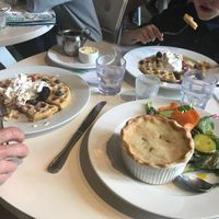 Belgian waffles and pot pie at Petunia's Pies and Pastries in Portland