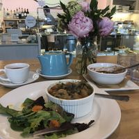 Love the fresh flowers and colors of this place  at Petunia's Pies and Pastries in Portland