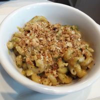 Mac & cheese cup with added pesto at Petunia's Pies and Pastries in Portland