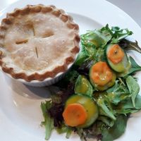 Pot pie with side salad at Petunia's Pies and Pastries in Portland