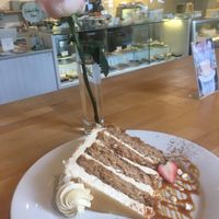 This was a slice of Dulce de Leche cake and it was amazing! Everything is gluten-free and vegan. at Petunia's Pies and Pastries in Portland