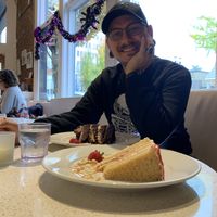 Two pieces of amazing cake at Petunia's Pies and Pastries in Portland