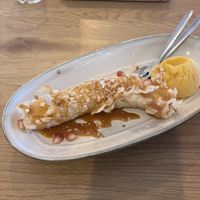 vegan Banana tempura  at Hlodufell Restaurant & Bar in Husavik