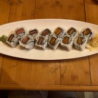 Vegan salmon and vegan tuna rolls (you couldn't tell the difference in person either).  at Sumo Sushi & Teppanyaki in Pennington