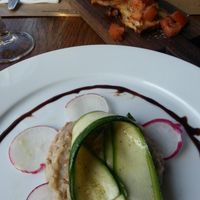 Bean hummus starter at Amico Bio - Holborn  in London