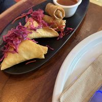 Samosa and spring rolls   at The Veg Box Cafe - London in North West London