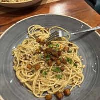 The vegan Carbonara   at The Veg Box Cafe - London in North West London