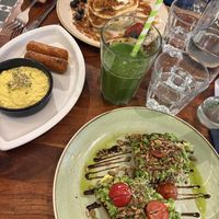 Pancakes and tofu/sausage   at The Veg Box Cafe - London in North West London