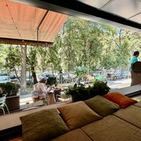 Outside onto the veranda and street  at ANT'S in Bishkek