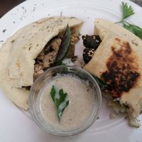 Falafel and tofu pita. I couldn't wait for the picture :-) at Cafe Kitsch in Panajachel