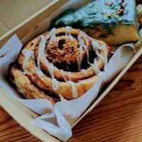 Cinnamon roll + lemon cake at C+ Bakery in Berlin