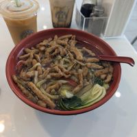 Fried "pork" rice noodle bowl, super tasty! at VeGreen Noodle   in Buford