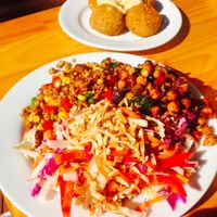 Salad plate and falafels   at The Happy Frog in Coffs Harbour