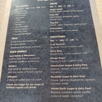 Menu at The Happy Frog in Coffs Harbour