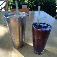 Large whole earth smoothie and small berry choc at The Happy Frog in Coffs Harbour