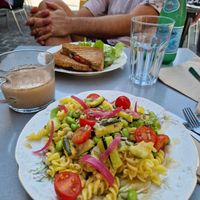 Mixed salad and croque sandwich (with Chai latte) at À Tantôt in Rouen