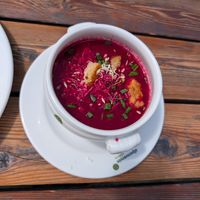 Red beet soup at Dr Heinrich Hackelhütte in Werfenweng