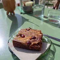 Vegan gluten-free brownie at O' Petit Corner in Menton