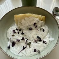 a piece of boiled cabbage in sweet coconut cream  at Healpies Almaty  in Almaty