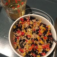 Mexican quinoa salad and goji berry lemonade  at Fruccola in Budapest