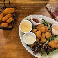 Impossible chicken tenders and cauliflower wings  at Burger Village in Raleigh
