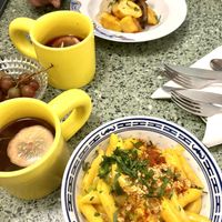 Pumpkin Mac’n’Cheese, alcoholfree hot wine, pumpkin „kopytka” - everything 10/10  at Korzenie Kuchnia Roślinna  in Szczecin