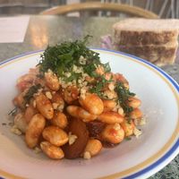 Bohnen Salat mit Chorizo Wurst #lecker!  at Korzenie Kuchnia Roślinna  in Szczecin